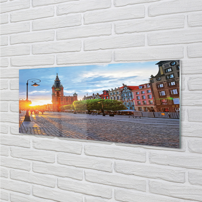 Konyhai üveg panel Gdańsk óvárosának napkelte