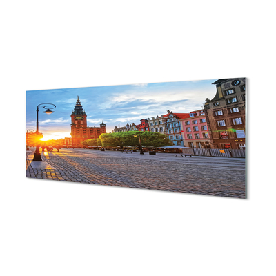 Konyhai üveg panel Gdańsk óvárosának napkelte