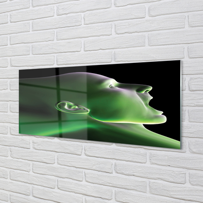 Konyhai üveg panel A fej ember zöld fény