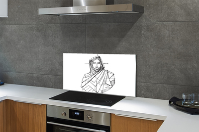 Konyhai üveg panel Jézus rajz