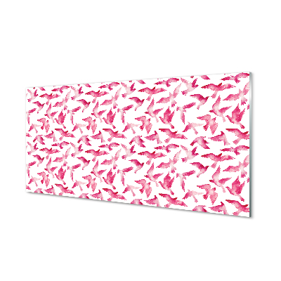 Konyhai üveg panel rózsaszín madarak