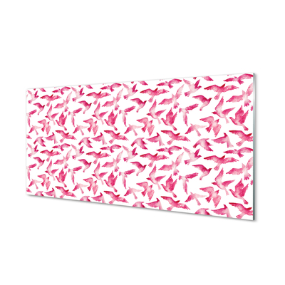 Konyhai üveg panel rózsaszín madarak