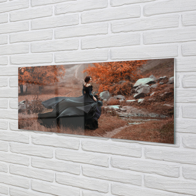 Konyhai üveg panel Női őszi hegyek