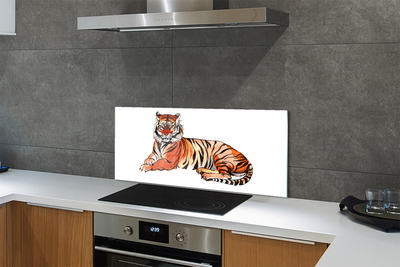 Konyhai üveg panel festett tigris