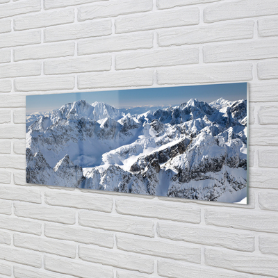 Konyhai üveg panel hegyi tél
