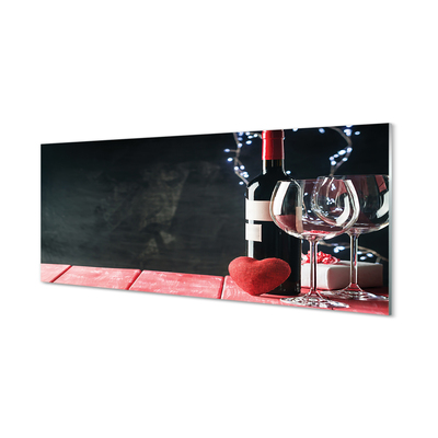 Konyhai üveg panel Szív üveg borospohár
