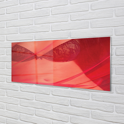 Konyhai üveg panel Nő, piros tüll