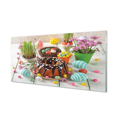 Konyhai üveg panel Tojás torta virág