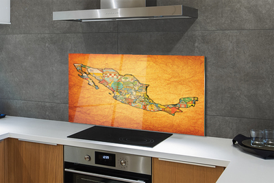 Konyhai üveg panel színes térkép