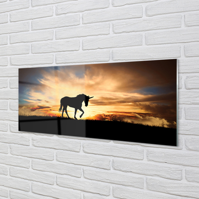 Konyhai üveg panel Unicorn naplemente