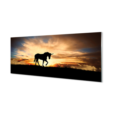 Konyhai üveg panel Unicorn naplemente