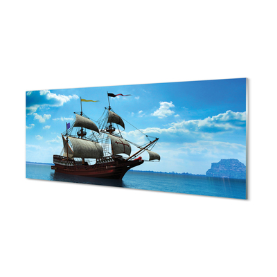 Konyhai üveg panel A hajó ég felhők tengeren