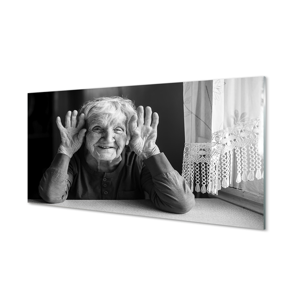 Konyhai üveg panel idős asszony