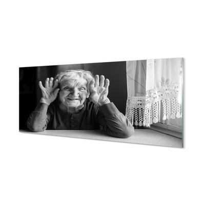 Konyhai üveg panel idős asszony