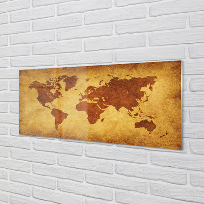 Konyhai üveg panel A régi barna térkép