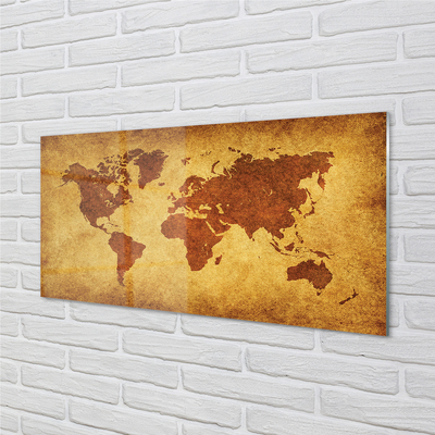 Konyhai üveg panel A régi barna térkép