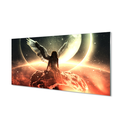 Konyhai üveg panel Nő szárnyak meteorit hold