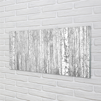 Konyhai üveg panel Fekete-fehér fa erdő