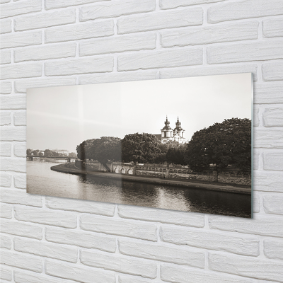 Konyhai üveg panel Krakow folyó híd