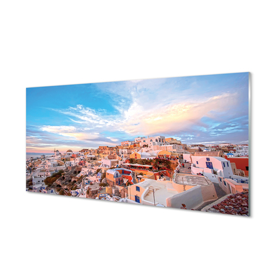 Konyhai üveg panel Görögország panoráma városi naplemente