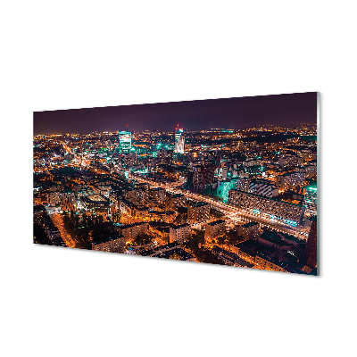 Konyhai üveg panel Varsó Város éjszaka panoráma