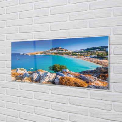 Konyhai üveg panel Görögország Coast tengerpart panoráma