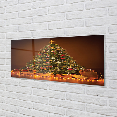 Konyhai üveg panel Karácsonyi fények dekoráció ajándékok