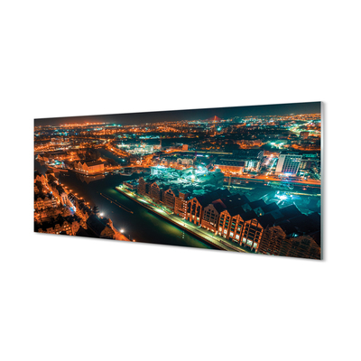 Konyhai üveg panel Gdańsk River éjszakai panoráma