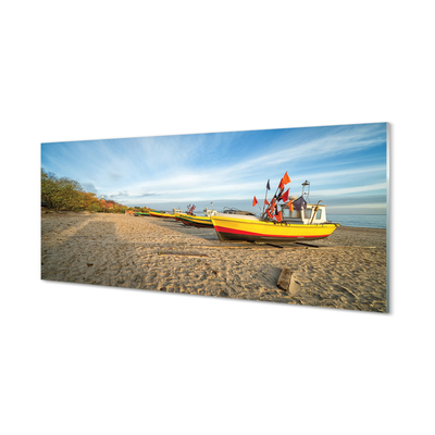 Konyhai üveg panel Gdańsk Beach csónak tenger