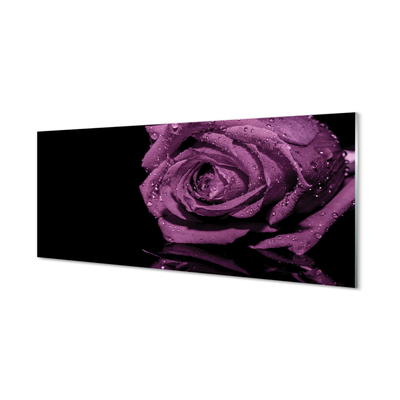 Konyhai üveg panel lila rózsa
