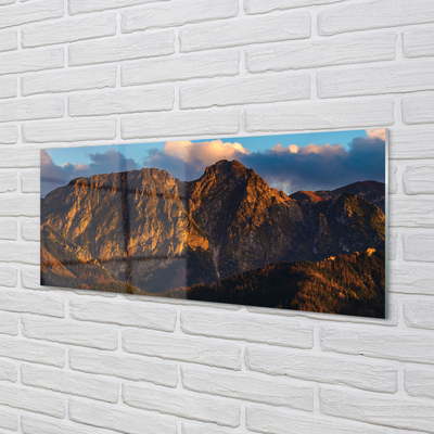 Konyhai üveg panel Mountain naplemente