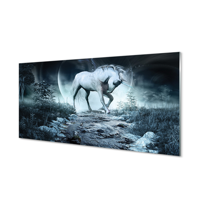 Konyhai üveg panel Forest Unicorn hold