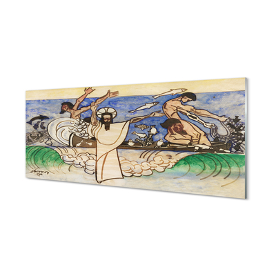 Konyhai üveg panel Jézus vázlat tenger