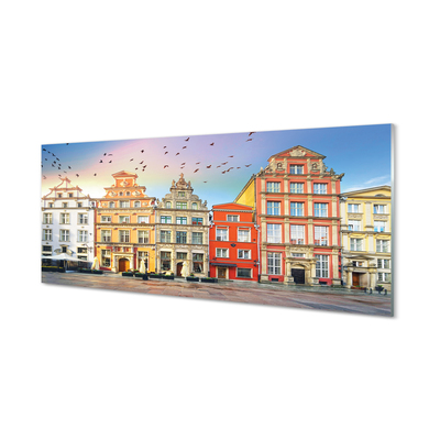 Konyhai üveg panel Gdańsk óvárosának épületek