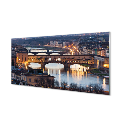 Konyhai üveg panel Olaszország Bridges éjszaka folyó
