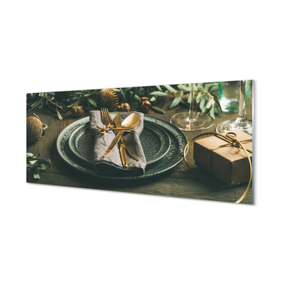 Konyhai üveg panel Plate evőeszközök baubles ajándékok
