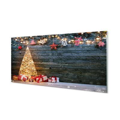 Konyhai üveg panel Ajándékok karácsonyfa díszítés táblák