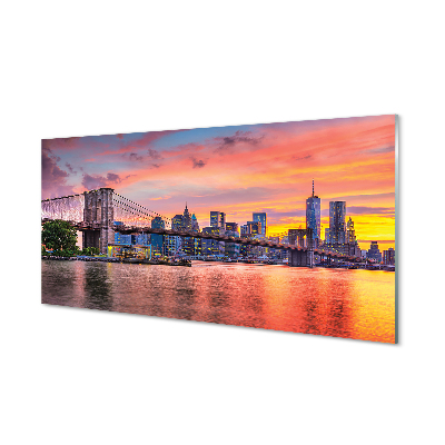 Konyhai üveg panel Bridge sunrise