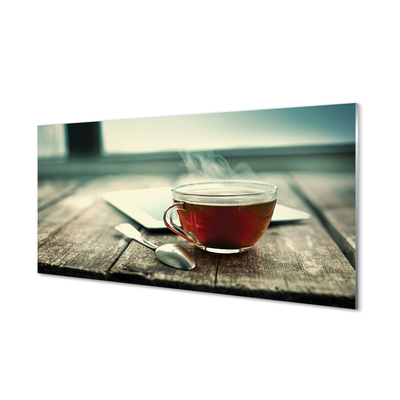 Konyhai üveg panel Hő egy teáskanál tea