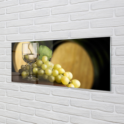 Konyhai üveg panel Egy pohár szőlő hordó