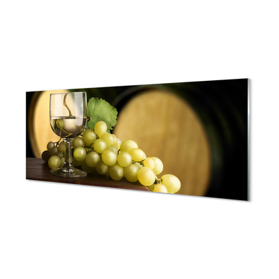 Konyhai üveg panel Egy pohár szőlő hordó