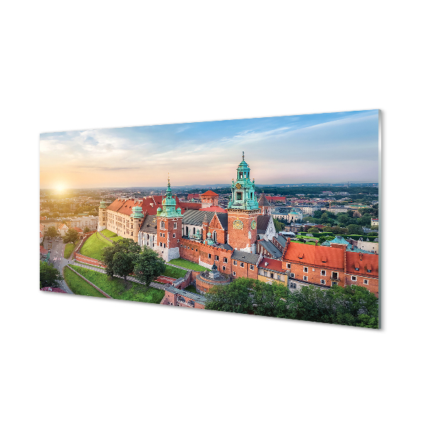 Konyhai üveg panel Krakow vár panoráma napkeltekor