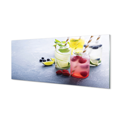 Konyhai üveg panel Cocktail málna lime citrom
