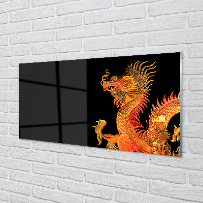 Konyhai üveg panel Japán arany sárkány