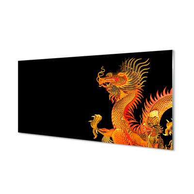 Konyhai üveg panel Japán arany sárkány