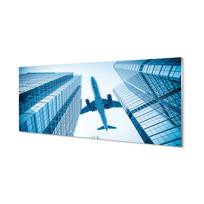 Konyhai üveg panel Épületek repülőgép ég