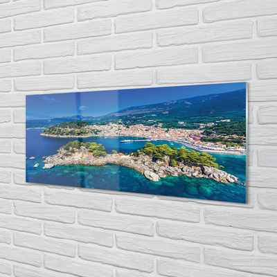 Konyhai üveg panel Görögország Panorama tengeri város