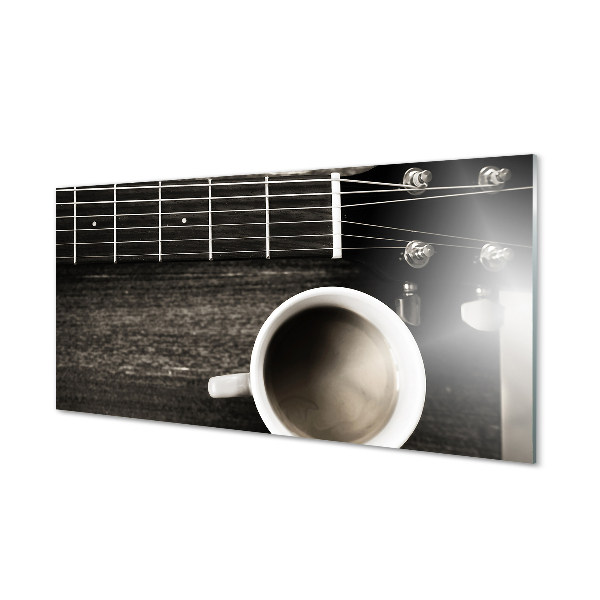 Konyhai üveg panel kávé gitár