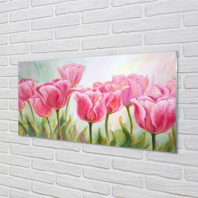 Konyhai üveg panel tulipánok kép