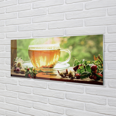 Konyhai üveg panel Forró tea gyógynövények